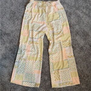 Patchwork Print Wide-Leg Pants size XL